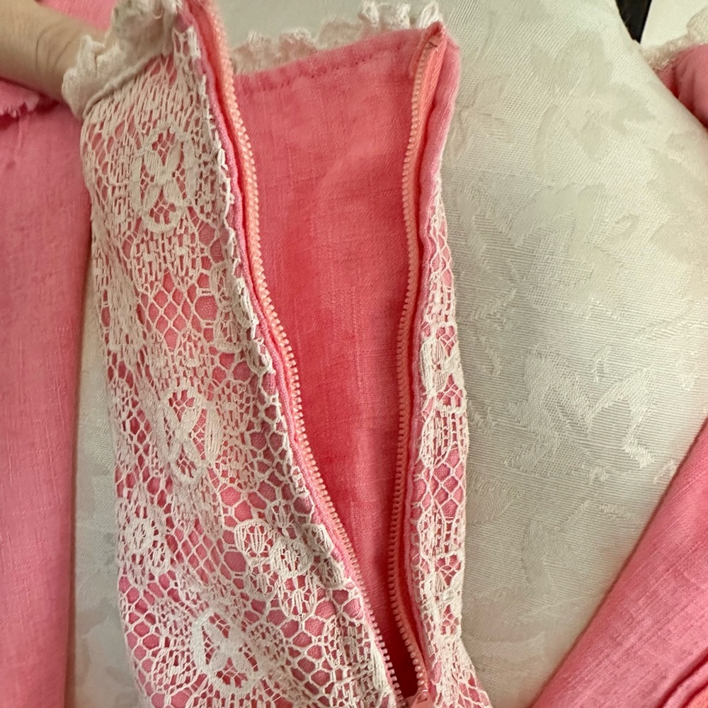 Vintage 1970's Praire Dress Leg of Mutton Sleeves Lace Bodice Zip Back & Wrists - Picture 11 of 12